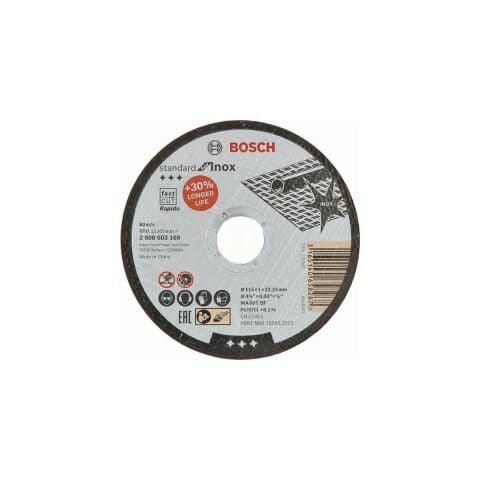 BOSCH 115*1 mm METAL KESİCİ TAŞ STANDART FOR İNOX METAL KESİCİ 115*1*22.23 mm