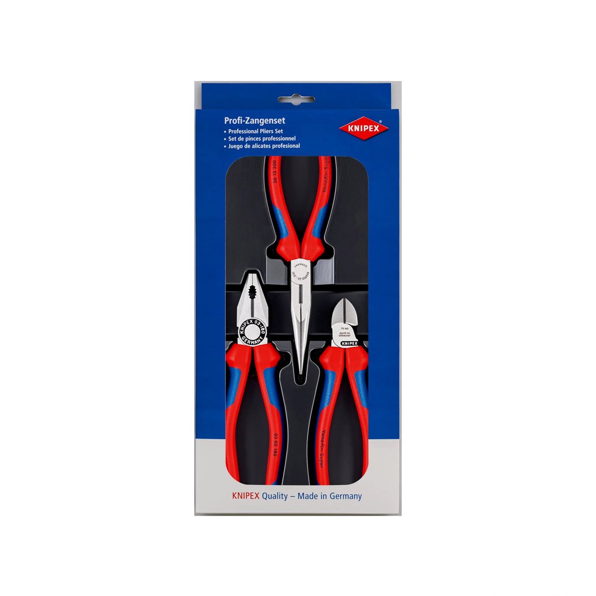 KNIPEX 00 20 11 Set 180 KOMBİNE PENSE-160 YAN KESKİ-200 KARGA BURUN