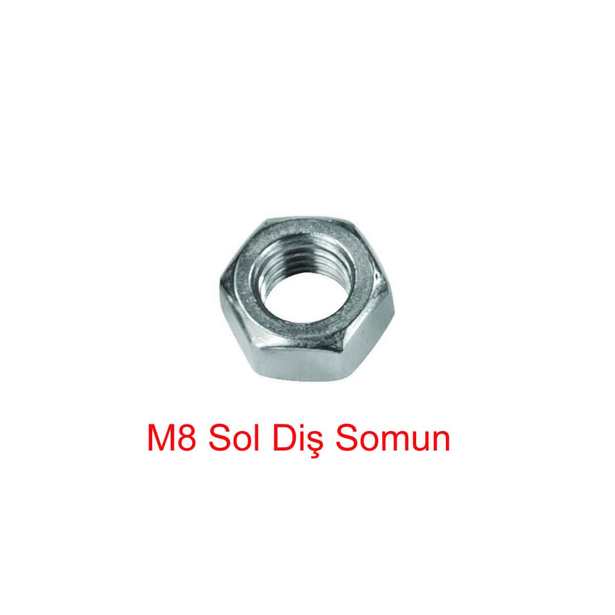 M8 SOL DİŞ Somun TERS DİŞ 1.25 Standart diş