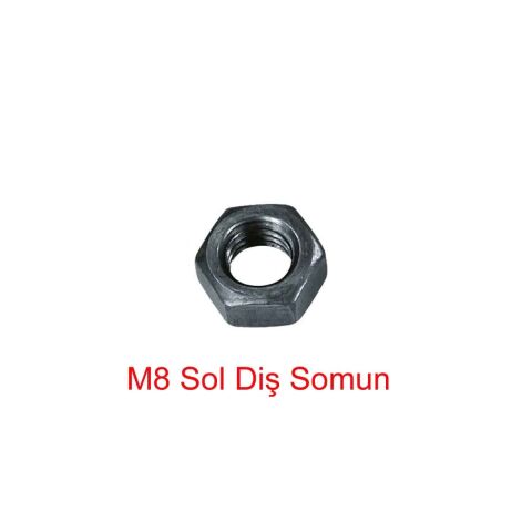 M8 SOL DİŞ Somun TERS DİŞ 1.25 Standart diş