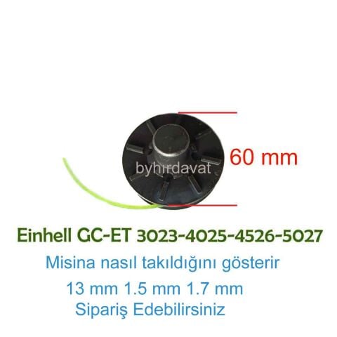 EİNHELL GC-ET 3023 MİSİNA KAFASI 4025-4526-5027 BAŞLIK Sağlam Kaliteli Metal Kafa Elektrikli Misinalı Tırpan Kenar Kesme