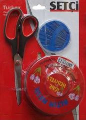 SETÇİ İĞNE DİKİŞ İPİ KUMAŞ KAĞIT MAKAS SETİ 3 EV MAKASI 