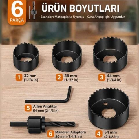 LRD-137 AHŞAP PANÇ ve ADAPTÖR SETİ 6 Parça