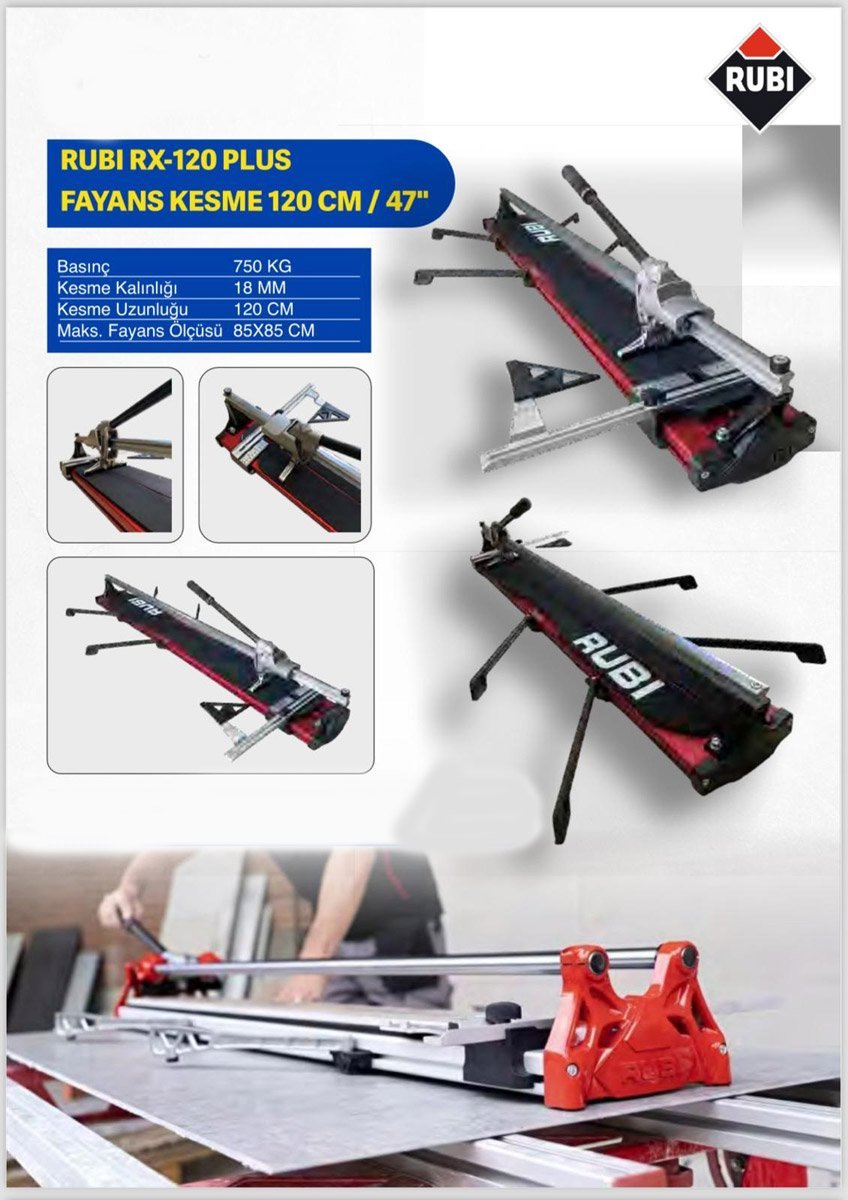 RUBİ RX-120 PLUS SERAMİK KESME MAKİNASI 120 cm FAYANS KESME MAKİNASI 1200