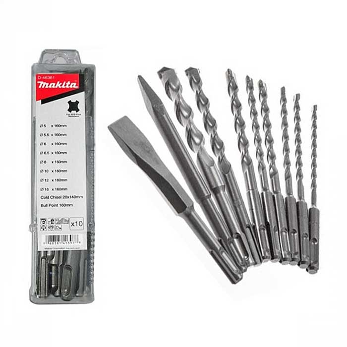 MAKİTA D-41470 SDS PLUS MATKAP UCU BETON-TAŞ DELME HİLTİ UÇ SETİ KIRICI DELİCİ 10 parça