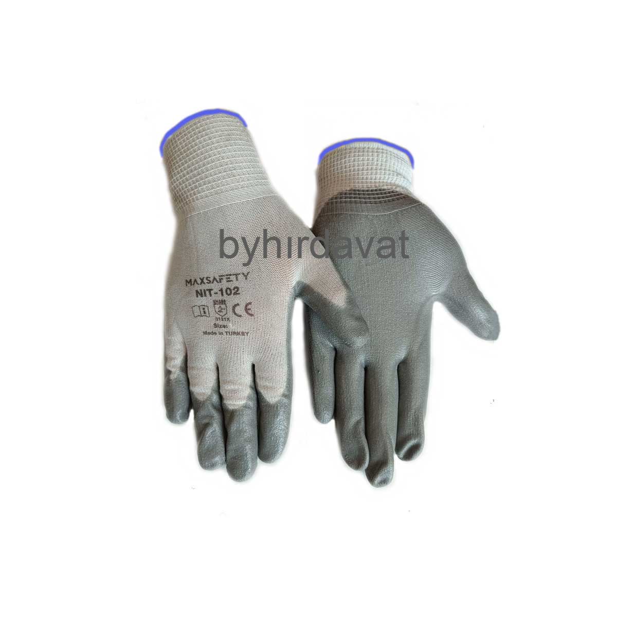 MAXSAFETY 9 No NIT-102 POLYESTER NİTRİL ELDİVEN 1 Çift
