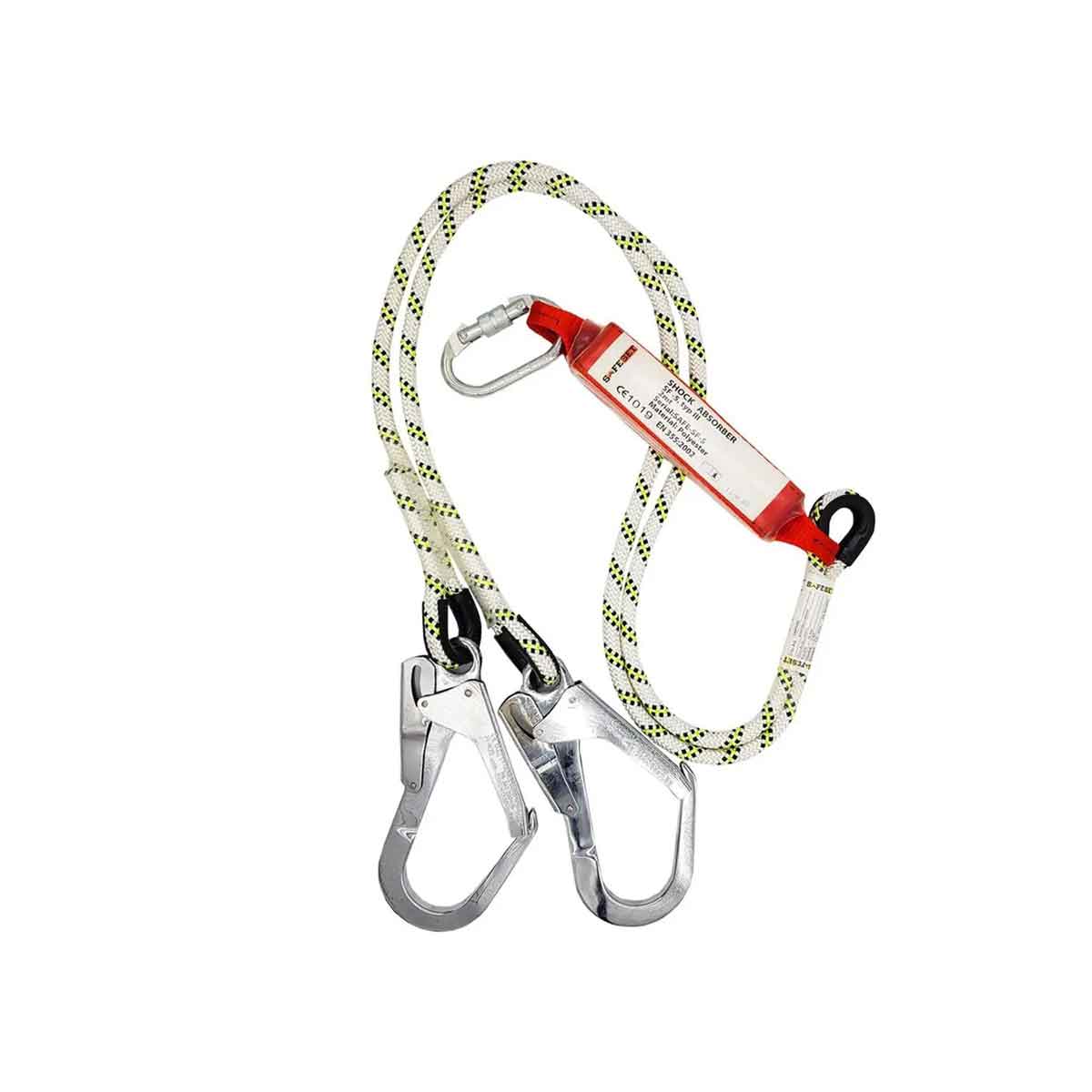 1.20 mt ÇİFT BACAK HALATLI LANYARD ÇİFT KANCALI ŞOK TUTUCU TAKIMI LANYARDLI EMNİYET KEMERİ İÇİN ÇİFT KOLLU STATİK K-4 KANCALI