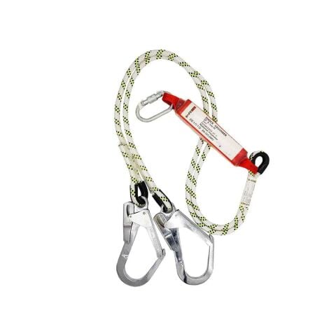 1.20 mt ÇİFT BACAK HALATLI LANYARD ÇİFT KANCALI ŞOK TUTUCU TAKIMI LANYARDLI EMNİYET KEMERİ İÇİN ÇİFT KOLLU STATİK K-4 KANCALI