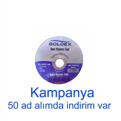 BOLDEX 115x1.0x22 mm INOX METAL KESME TAŞI Düz KESİCİ TAŞ AVUÇ TAŞLAMA STAINLESS STEEL