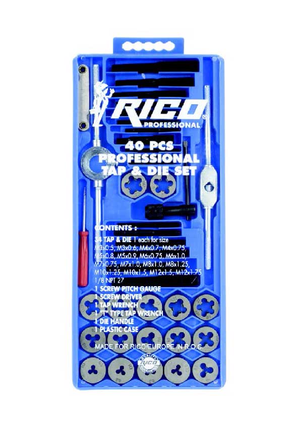 RİCO RC3240 KILAVUZ Seti PAFTA TAKIMI Metrik 40 Parça DİŞ AÇMA-EV AÇMA