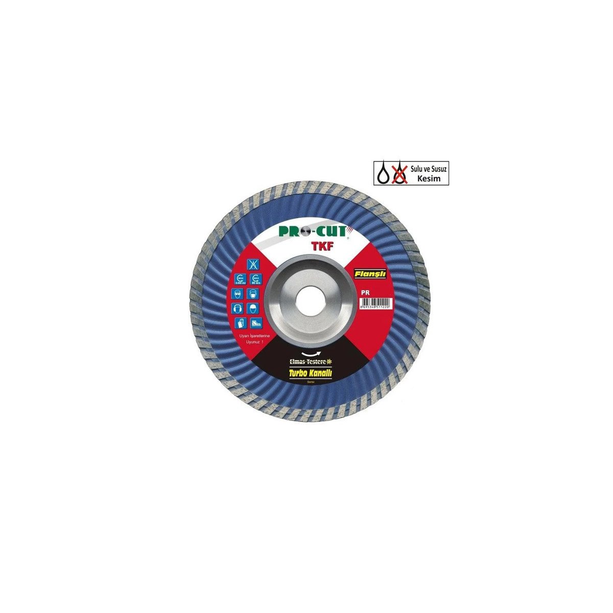 PRO-CUT 180 mm TURBO KANALLI ELMAS DAİRE TESTERE Flanşlı PR 51122 BETON-TUĞLA-KUM TAŞI PROCUT