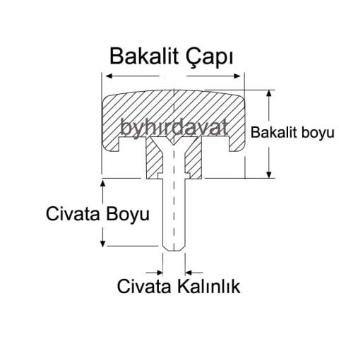 M10*40 BAKALİT TUTAMAK YILDIZ CİVATALI Çap 40 mm