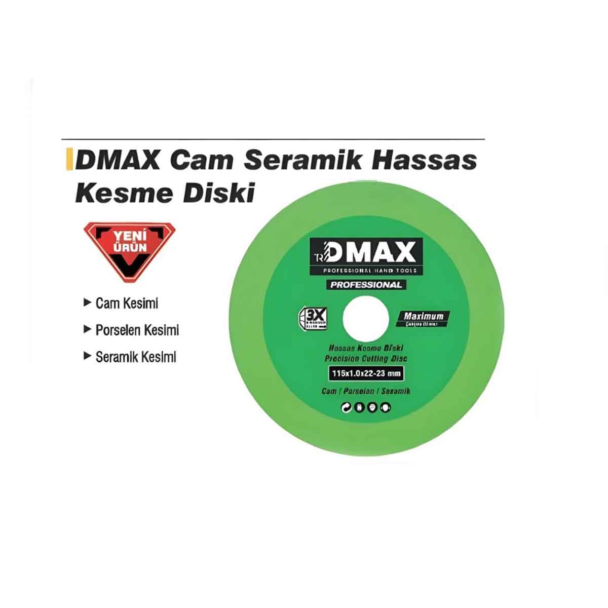 DMAX 115 mm DMX4676 ELMAS CAM KESME DİSKİ HASSAS KESME DİSKİ Cam Porselen Seramik KESME DİSK 115X1.0X22-23 mm