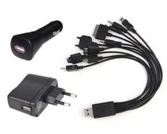 ÖZS-8124 USB ŞARJ CİHAZI SETİ ADAPTÖR USB ÇOKLU KABLO SETİ Samsung-İPhone-Nokia TELEFON ŞARJ KAPLOSU