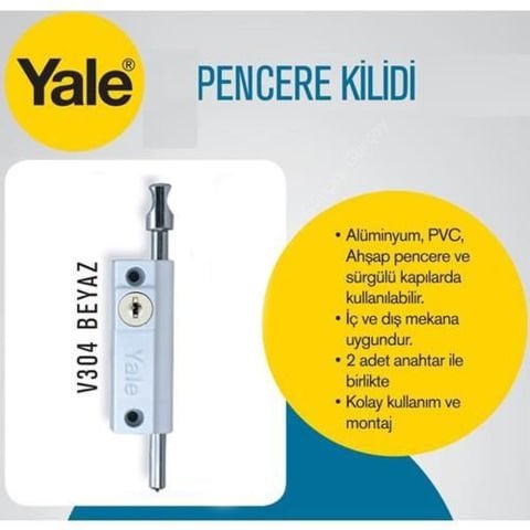 YALE V304W Beyaz KİLİT PENCERE EMNİYET KİLİDİ
