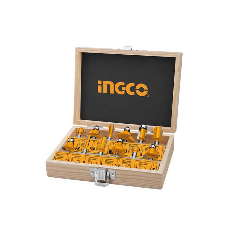 İNGCO 12 mm 12 Parça AHŞAP FREZE BIÇAĞI SETİ AHŞAP FREZE UCU İNG-AKRT1221 AHŞAP FREZE UCU