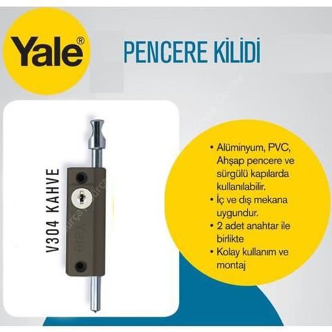 YALE V304W Kahve KİLİT PENCERE EMNİYET KİLİDİ
