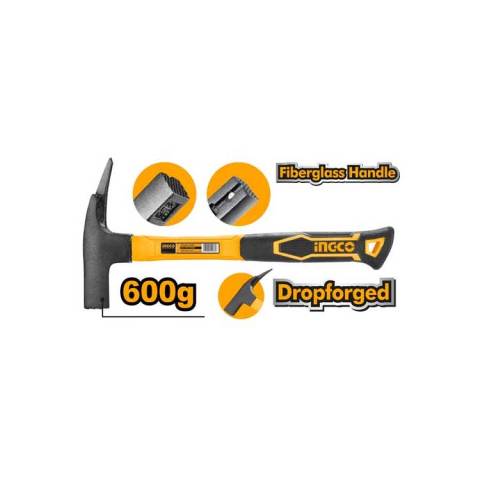 İNGCO 600 ğr FİBERGLASS SAPLI ÇEKİÇ ÇATI ÇEKİÇ İNG-HRH60028 ÇATAL UÇLU Tek