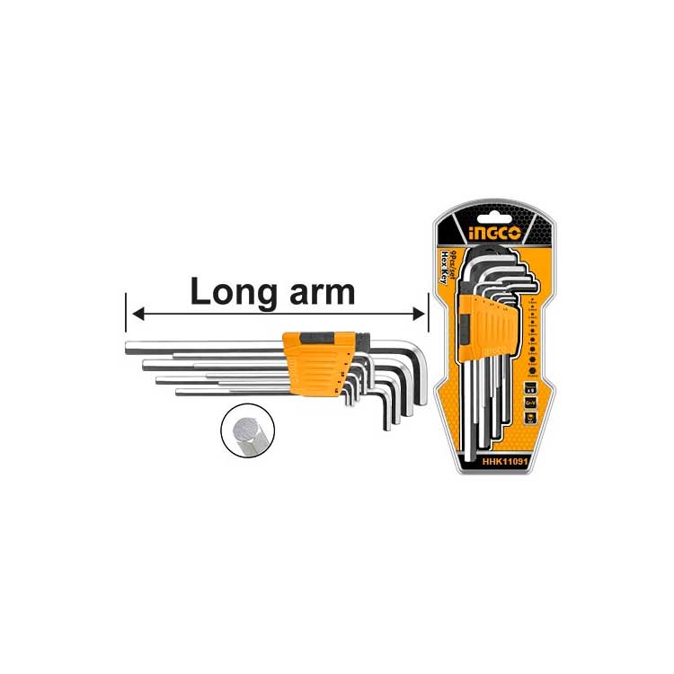 İNGCO 9 lu UZUN ALLEN ANAHTAR SETİ 1.5-10 mm İNG-HHK11091 ALYAN