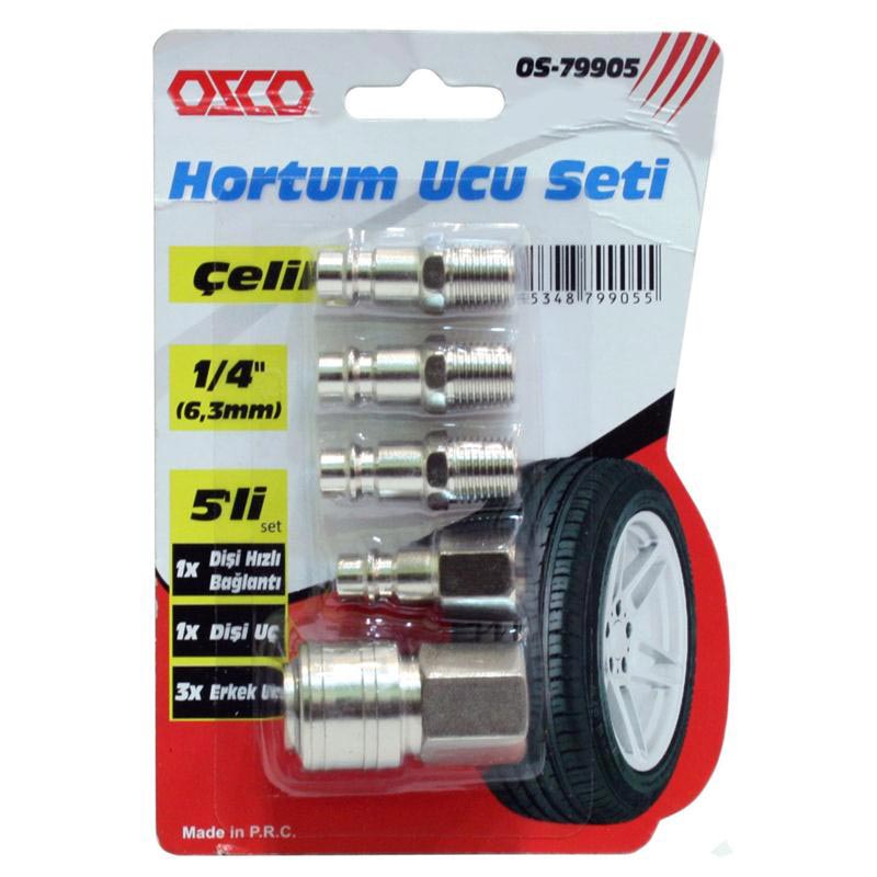 OZCO 1/4 HAVA VALFİ HORTUM UCU GÖVDE SETİ 5 Parça Stoper 79905