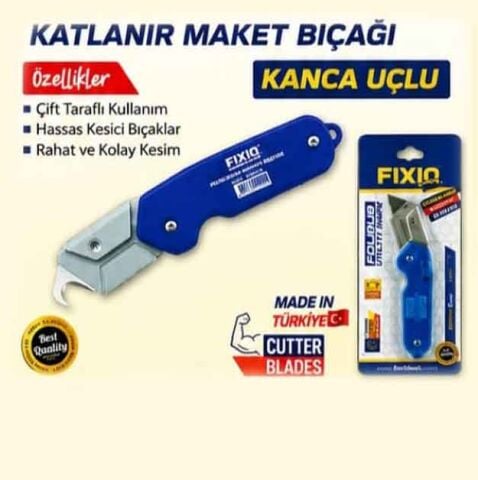 FIXIO MB1011 ÇAKI TİP MAKET BIÇAĞI Kancalı Plastik ÇOK AMAÇLI KATLANIR MAKET HALI BIÇAĞI Çengelli