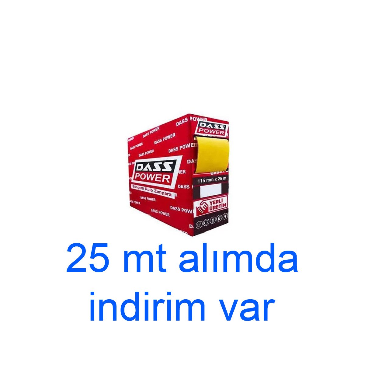 DASS 180 Kum 115 mm Ahşap SÜNGER RULO ZIMPARA AZİM 1 mt