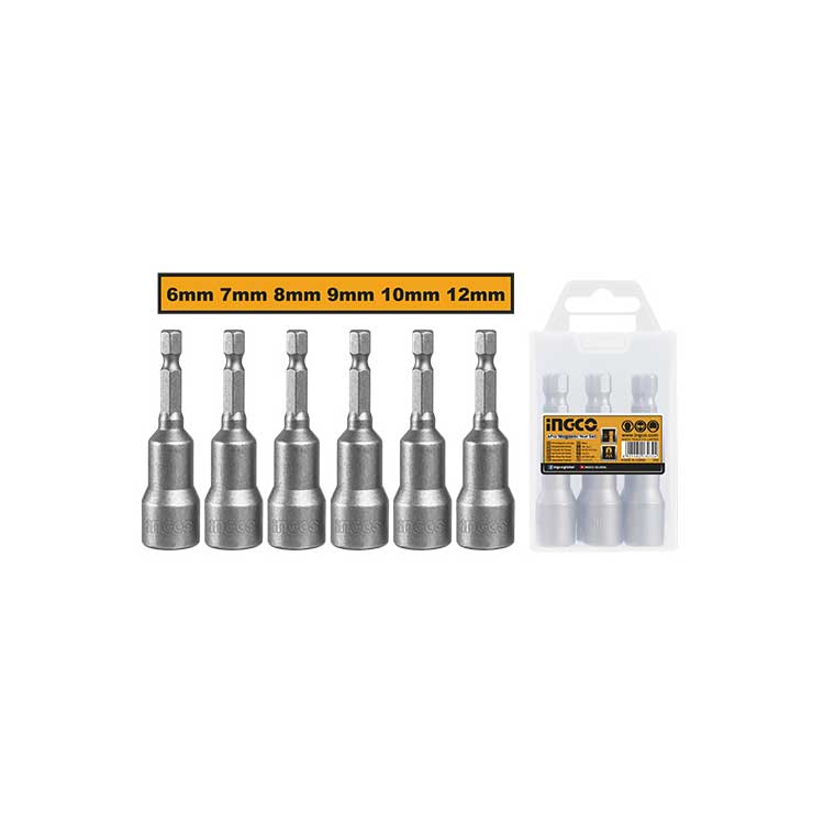 İNGCO ENDÜSTRİYEL 6 LI MANYETİK SOMUN ADAPTÖRÜ SETİ 6-12 mm TRAPEZ ÇATI VİDASI İNG-AMN65061 BİTS TUTUCU