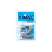 CEMAX RAKAM 2 no Krom KAPI NUMARASI PLASTİK YAPIŞKANLI 3.75 cm