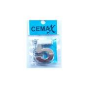 CEMAX RAKAM 5 no Krom  KAPI NUMARASI PLASTİK YAPIŞKANLI 3.75 cm