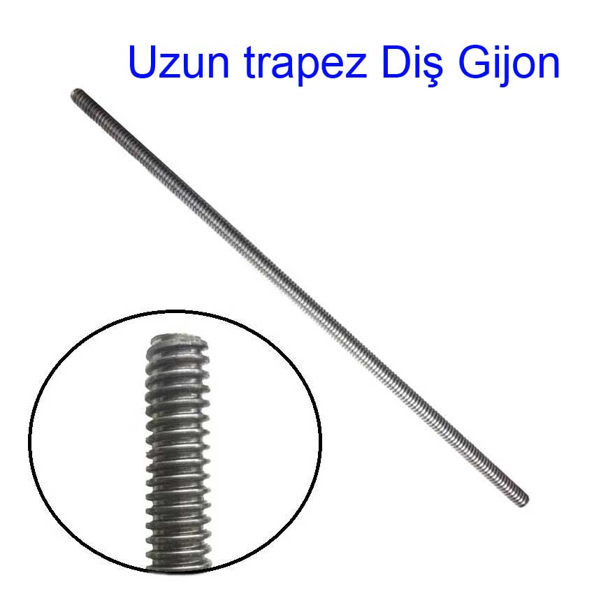 M25*5 TRAPEZ DİŞ GİJON 2.00 mt Uzun CİVATA (KARE DİŞ Arama için) GJON