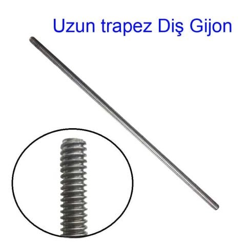 M25*5 TRAPEZ DİŞ GİJON 2.00 mt Uzun CİVATA (KARE DİŞ Arama için) GJON